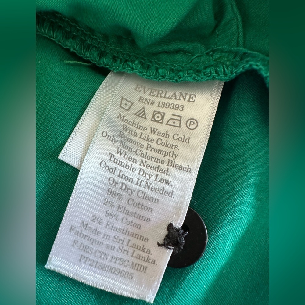 Everlane Paperbag Tank Dress Organic Cotton Removable/Adjustable Straps Green LG - Picture 16 of 16